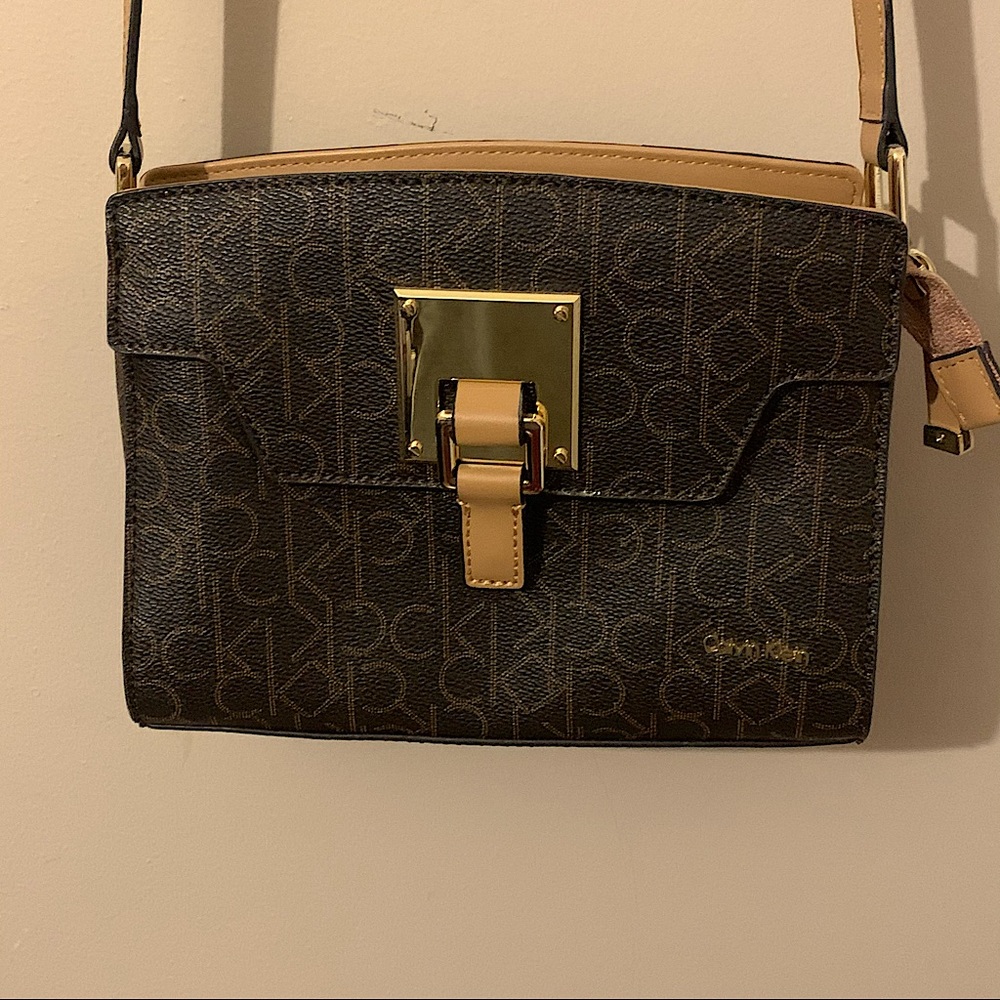 NWOT Calvin Klein Leather Monogram Crossbody